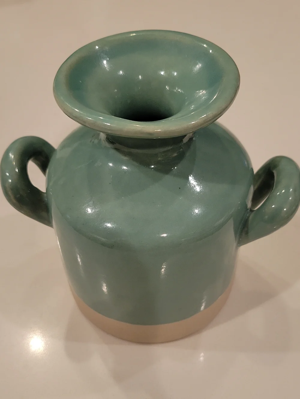 Retired Anthropologie Teal Mint Pottery Vase